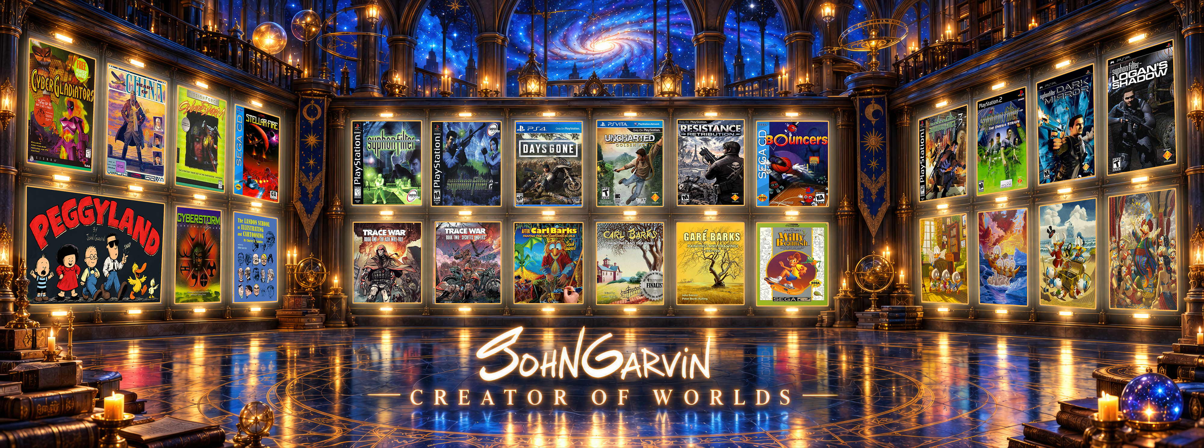 John Garvin — Creator of Worlds. An observatory gallery of games, books, paintings, and imagined worlds.